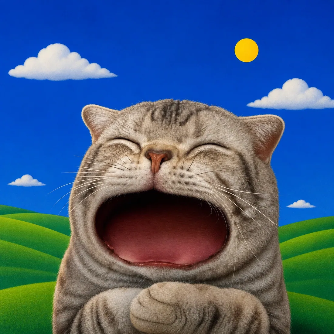 Painting: the same yawn under a bright day sky